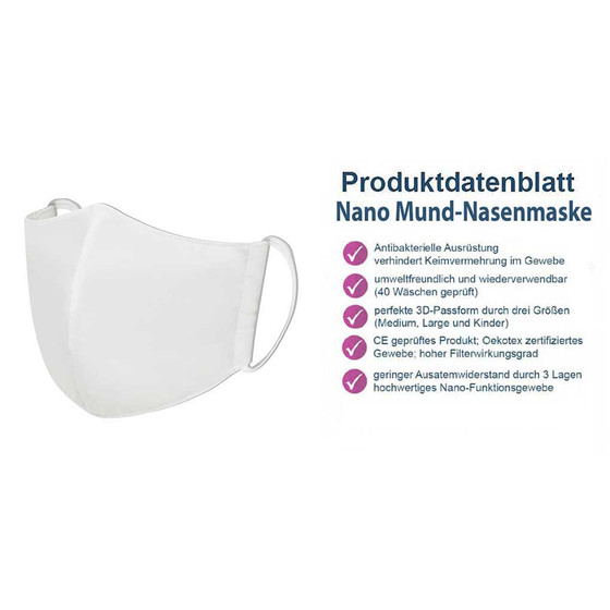 3-lagige NANO-Mehrweg-Maske Größe: L