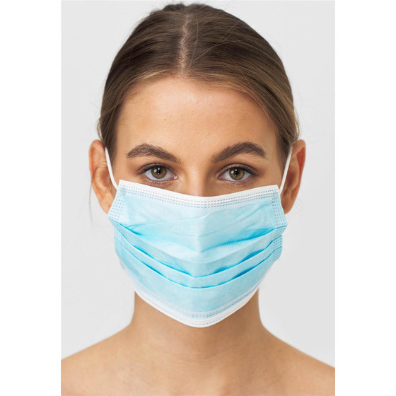 3-lagige Einweg Mund- Nasenmaske - Mit Nasenbügel und Safe Shield Technologie - Blau